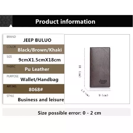 JEEP PREMIUM LEATHER LONG WALLET MEN BUSINESS BAG