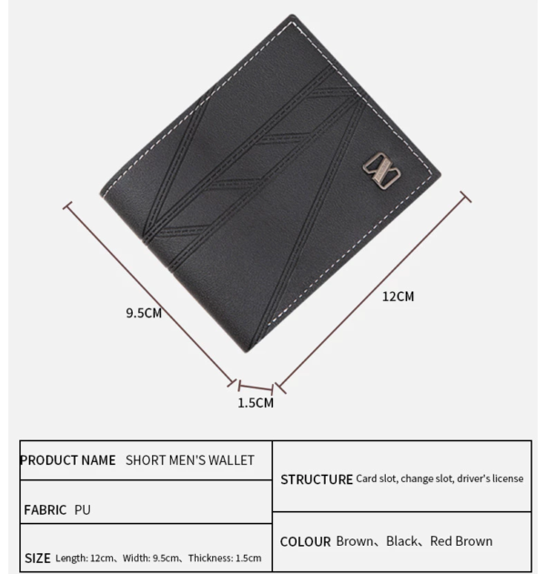 Men's Fashion Business Short Wallet With Card Slots Horizontal Soft PU Leather Wallet