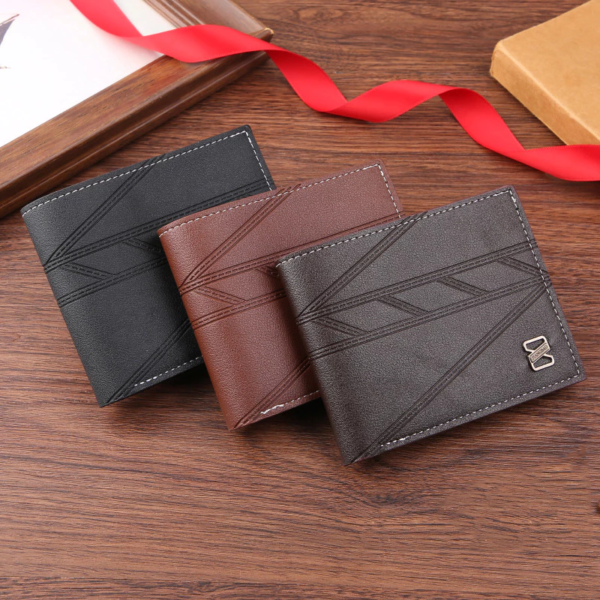 Men's Fashion Business Short Wallet With Card Slots Horizontal Soft PU Leather Wallet